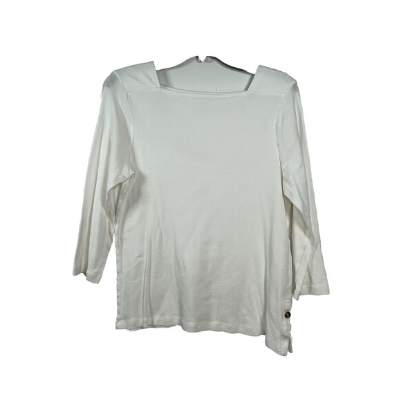 Chicos Square Neck The ultimate tee 3/4 pima cotton modal blouse  1 Top M 6 8 - Picture 1 of 7